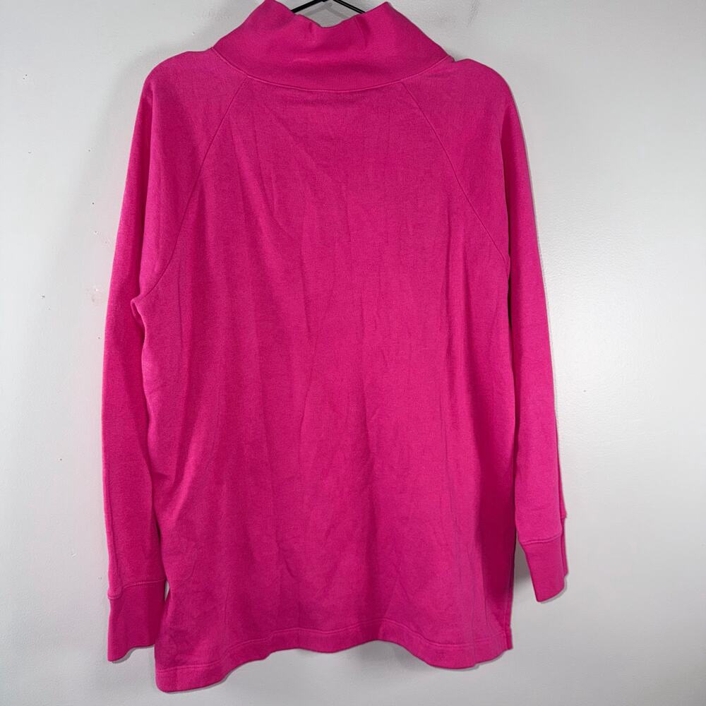 J. Crew Wide Button-Collar Tunic Sweatshirt Hot Pink Cloudspun Fleece Size L - Picture 5 of 7